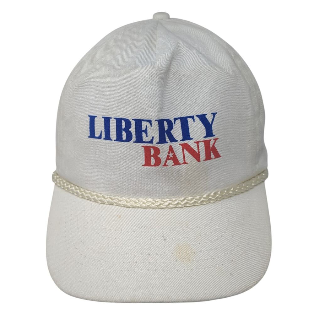 Liberty Bank Snapback 5 Panel Cap White One Size Adjustable Rope KC Caps